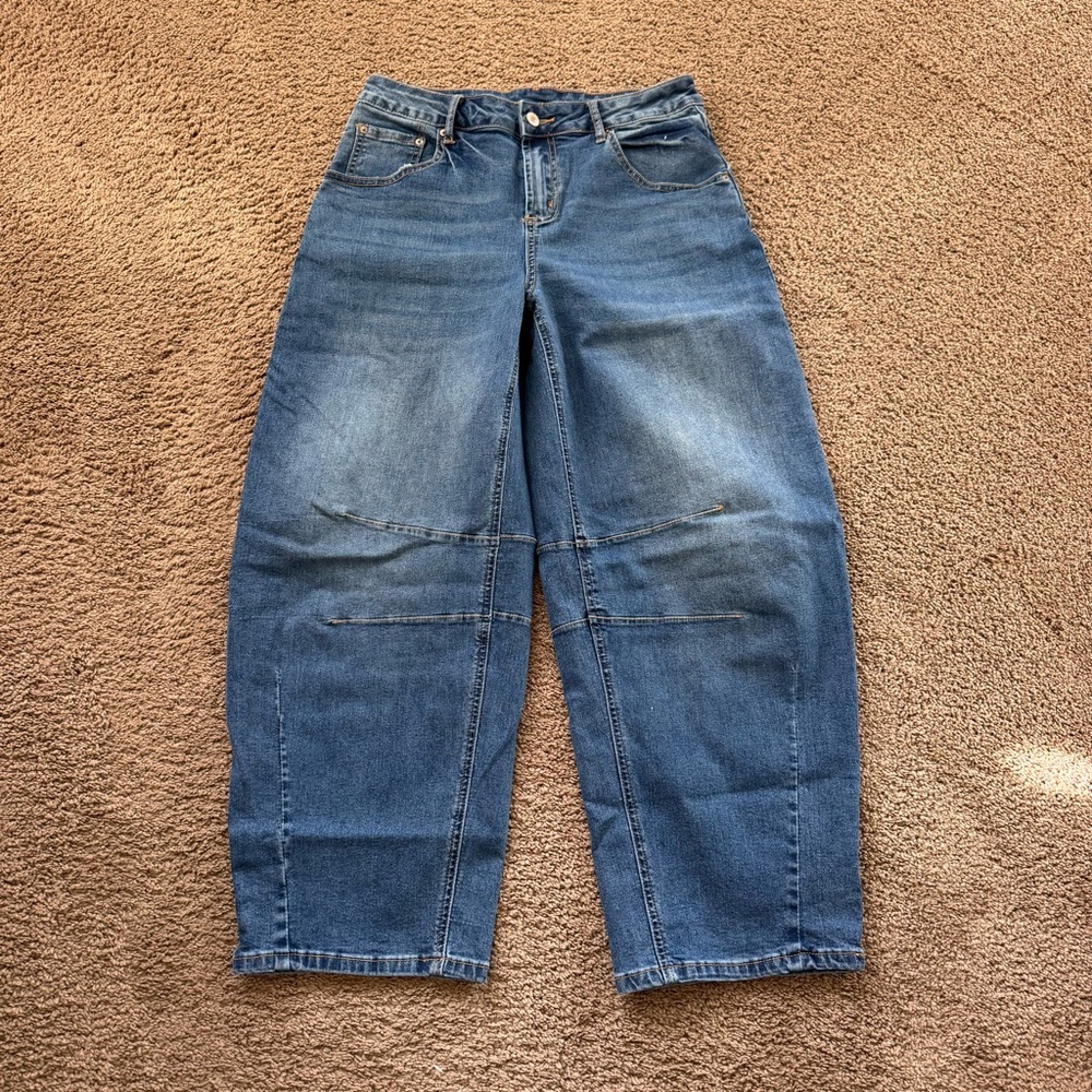 Sidefeel Women’s Barrel Jeans Cropped Ankle Wide Leg Denim Pants size 8 - Picture 4 of 9
